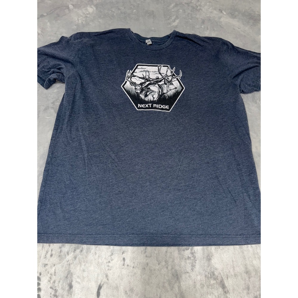 Next Ridge Mens Mule Deer Buck Graphic T-Shirt Heather Navy Blue Size XL